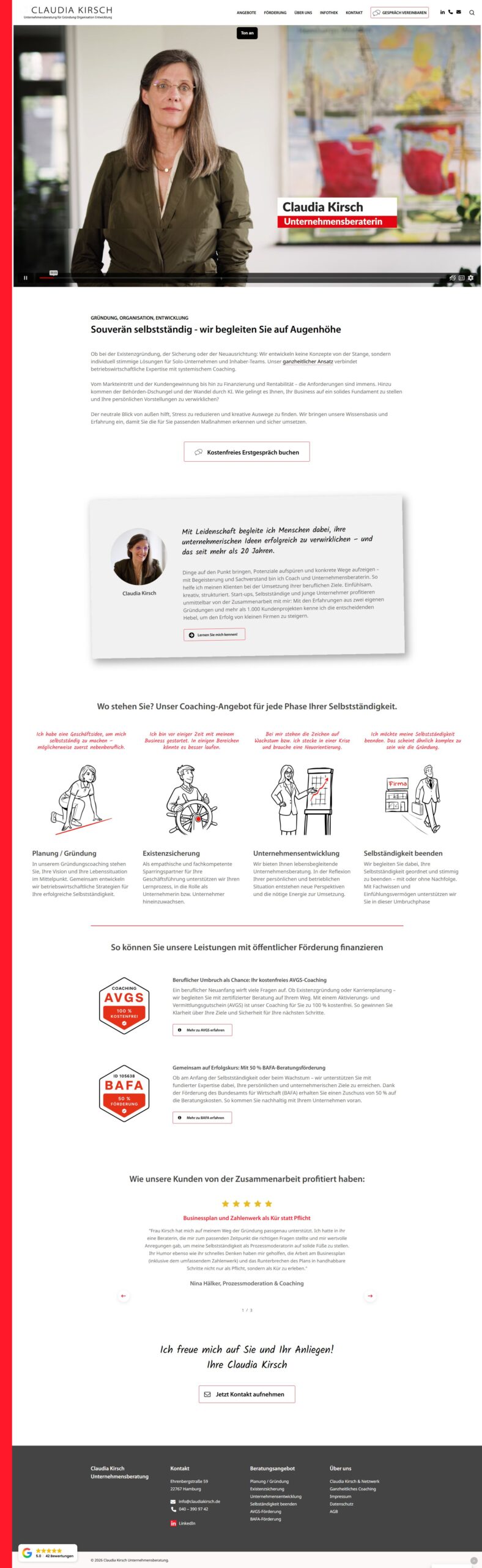 Screenshot der Website claudiakirsch.de